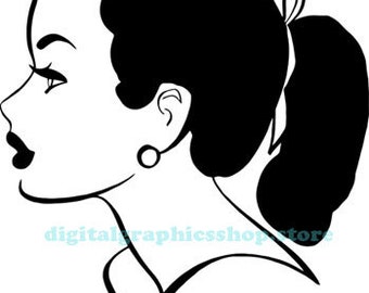 retro 1950s girl svg vector, pinup clipart png, svg printable wall art, digital print, instant download, makeup beauty