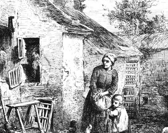 farm girls vintage printable art print digital download image graphics country western black and white artwork