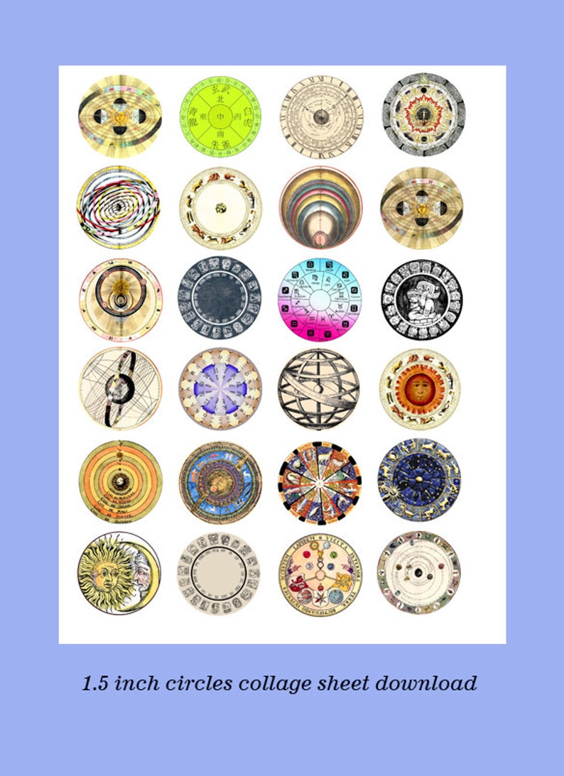 ZODIAC Signs Digital Collage Sheet, Astrological Charts Clipart ...