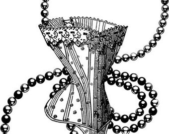 corset bustier pearl necklace printable art clipart png download digital image graphics digital stamp black and white commercial use