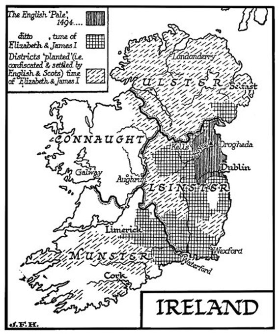 printable vintage Ireland old world map clipart digital download images graphics line art print out