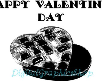 happy valentines day chocolates candy heart box png jpg clipart, digital instant download, transparent image