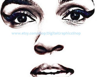 beautiful black african womans face eyes lips png jpg printable wall art instant download clipart digital image graphics