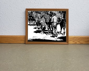 Cowboy and Horses clipart png jpg animals rodeo printable art instant digital download prints vintage graphics images