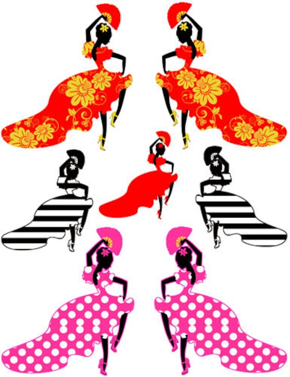 flamenco dancers spanish women pinups printable art clipart png download digital image graphics die cuts diy crafts cut outs