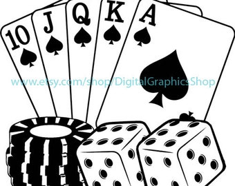 dice cards poker chips casino clipart png jpg instant download gambling svg royal flush digital printable art