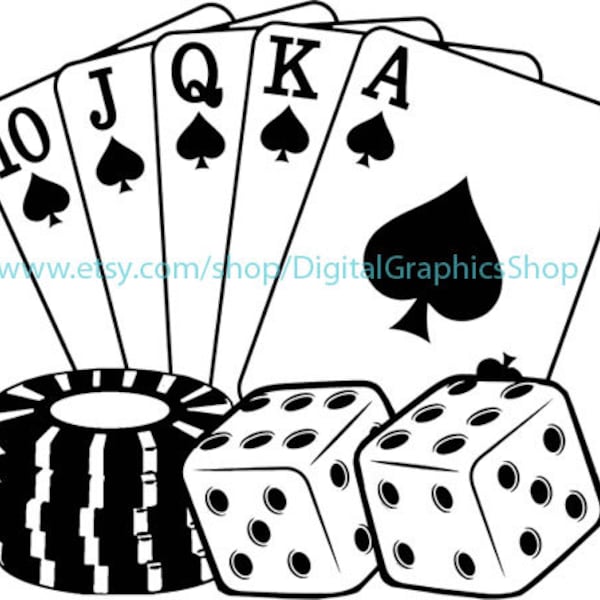 dice cards poker chips casino clipart png jpg instant download gambling svg royal flush digital printable art