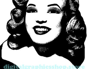 1950s pinup, fashion printable art, beautiful womans face, portrait, clipart png, jpg, instant download, digital print