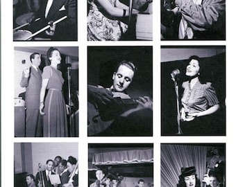 Vintage musicians and singers black and white photography aceo collage sheet print