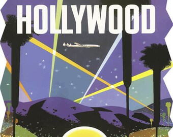 vintage Hollywood California world Travel posters art, vacations, clipart, digital instant download 8" x 10" transparent png jpg graphics