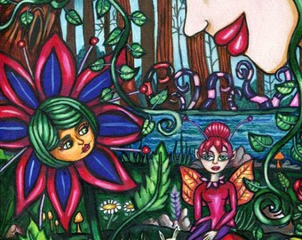fantasy creatures fairytale art drawing magical forest mother nature fairy mixed media artwork