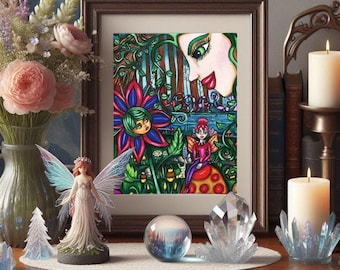 fantasy creatures fairytale art drawing magical forest mother nature fairy mixed media artwork