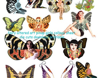 Pinup Girls • butterfly fairy pinups  • Instant Download • digital collage sheet • JPEG printable • fairies die cuts