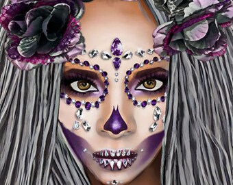 Voodoo Priestess Witch, fantasy Dark art, Black african woman, horror art, Digital Art - Instant Download - Printable digital painting