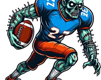 zombie football player horror art printable creepy dark art color illustration digital print goth art download