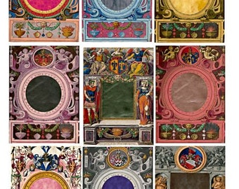 antique ornamental picture frames 2.5" x 3.5" inch junk journals digital collage sheet aceo printable instant download scrapbook paper craft