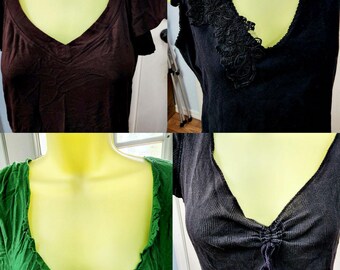4 vintage casual womens tops size medium and large sleeveless & short sleeve blouse lot 2000s