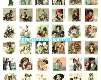 saint pattys day art download digital collage sheet st patricks day irish holiday clipart 1 inch squares vintage printables