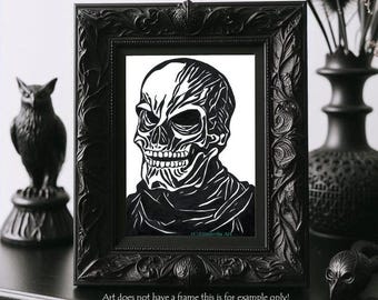 horror original art, Skeleton ink drawing abstract macabre dark artwork 8.5" x 11" inch