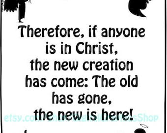 bible quotes, Corinthians 5:17, life change, printable wall art, scroll clipart, png, jpg, instant download, digital print,