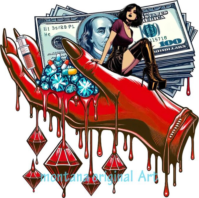 Womans Hand Blood Money Png Hundred Dollar Png Dripping Money Clipart ...