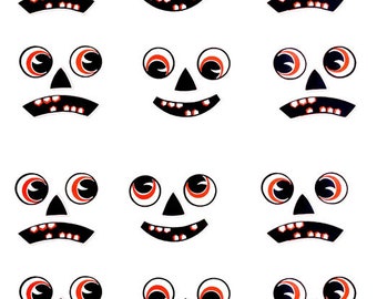 jacko lantern pumpkins faces clipart collage sheet Halloween cut outs png jpg printable instant digital download