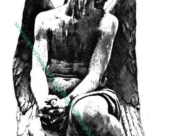 fallen angel man statue clipart png printable jpg instant download digital image graphics downloadable wall art