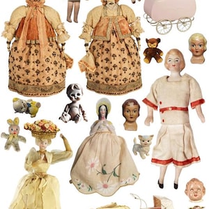 creepy  dolls and toys for altered art Digital Clipart set Collage Sheet png jpg print download