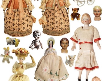 creepy  dolls and toys for altered art Digital Clipart set Collage Sheet png jpg print download