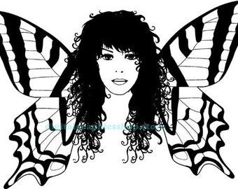 modern butterfly fairy girl clipart png Digital print instant Download printable art illustration Image graphics