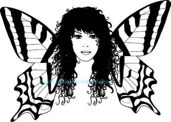 modern butterfly fairy girl clipart png Digital print instant Download printable art illustration Image graphics
