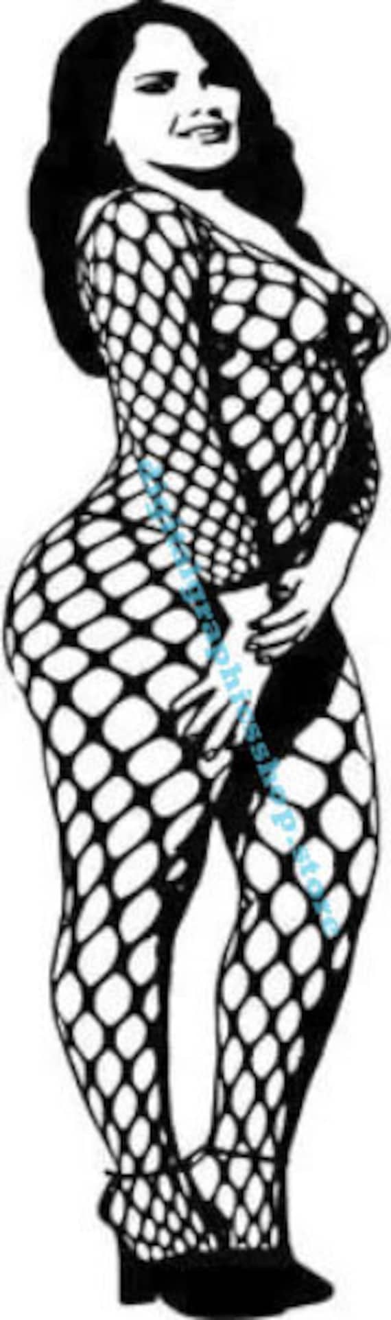sexy babe model pinup big girl svg jpg png, black fishnet body stocking, clipart printable art ,instant download ,digital transfer image