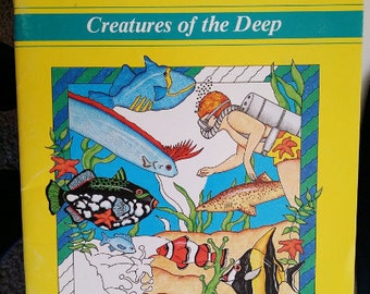 vintage childrens coloring book sealife animals creatures hidden pictures book 1989