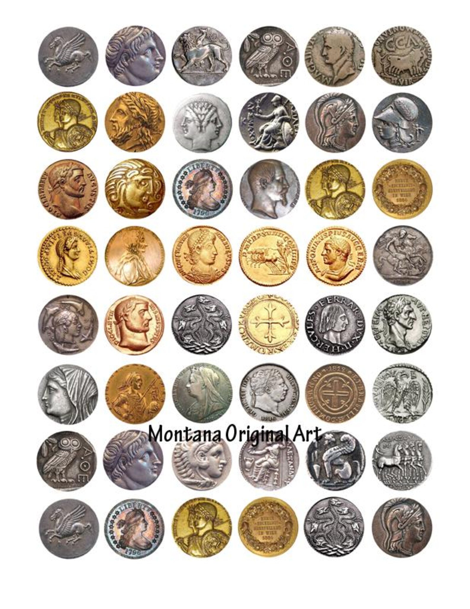 Antique Coins Pictures, Ancient Money Digital Collage Sheet Download 1 ...