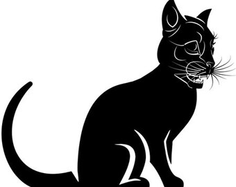 Mad black Cat png jpg art printable digital download illustrations die cuts animals pets digital stamps black & white