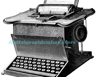 Old Antique typewriter clipart png printable art digital print instant download image graphics