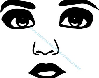 womans face svg big eyes lips clipart jpg png printable wall art digital print instant download makeup beauty graphics images