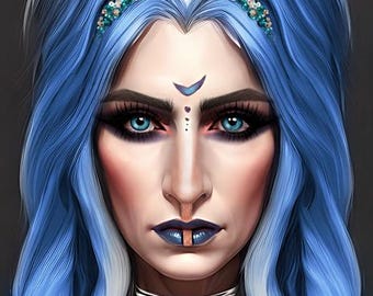 Aquarius Queen woman art print Zodiac art prints, original art 8x10 inch semi gloss fantasy fairytale art print