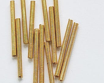 vintage looking metal tube coil beads spring beads bugle beads 12 piece 2mm x 25