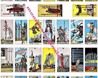 Vintage Tarot Card Collage Sheet: 1x2" Domino Pendants (Digital Download)
