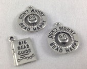 3pc Antiqued Pewter Bead Charms, Jewelry Supplies