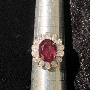 Certified Genuine 2 ct RARE Raspberry Rhondonite Pinkish Purple Garnet - 18K White Gold Vermeil Solid 925 Sterling Silver Ring Gemstone