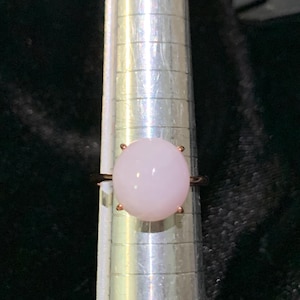 Certified Natural Grade A 8.8+ct Burma Large Purple Lavender Cabochon Jadeite Jade Gemstone Adjustable Ring 18K Rose GP 925 Sterling Silver