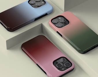 Two-Tone Gradient Glossy Phone Case, Dual Layer Protection