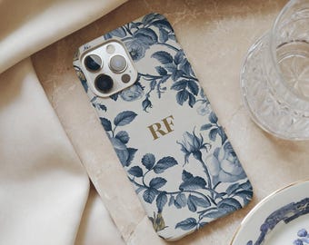 Monogram Toile Phone Case, Personalized Floral iPhone, Samsung, Pixel