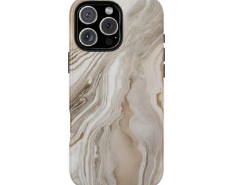 Beige Marble Tough Phone Case, Minimalist Elegant Style