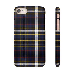 Navy Tartan Plaid Phone Case: Wireless Charging Compatible image 4