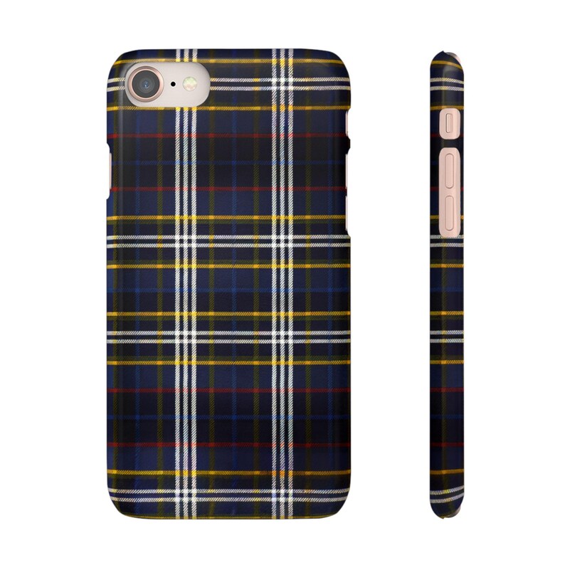 Navy Tartan Plaid Phone Case: Wireless Charging Compatible image 4