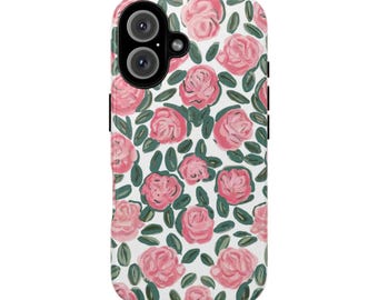 Painted Roses Phone Case, Floral Design, Dual Layer