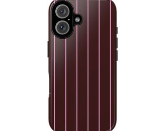 Burgundy Pinstripe Phone Case, Dual Layer Protection